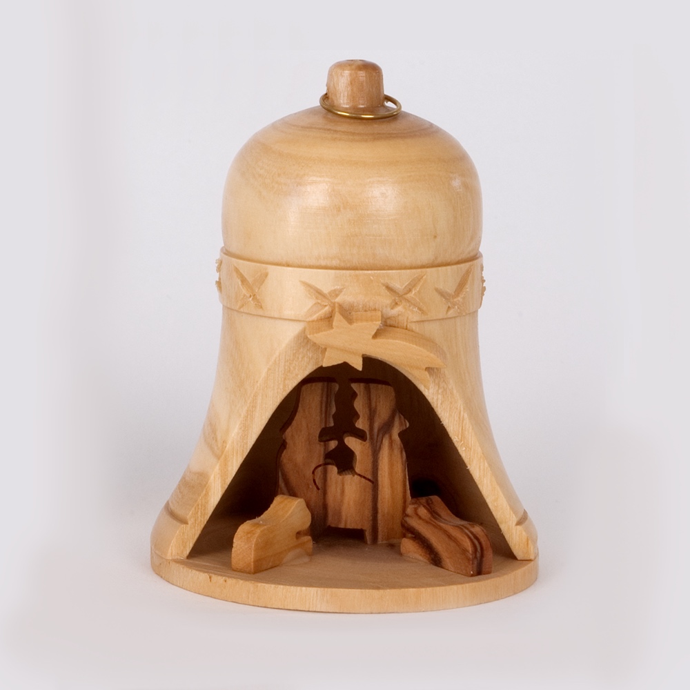 Olive wood - Nativity Bell Ornament